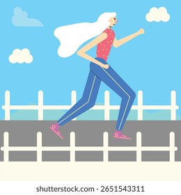 woman running for healthy living vector design clean and unique latest illustration