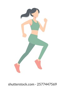 woman running isolated vector illustration