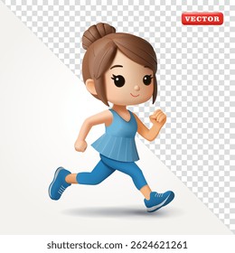 Woman running jogging, 3d vector. suitable for health
