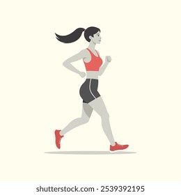 Una mujer corriendo o trotando Ilustración de personaje Diseño plano