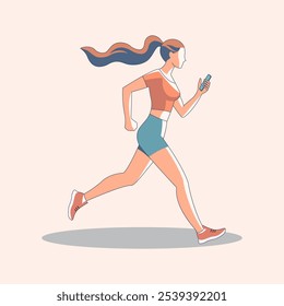 Una mujer corriendo o trotando Colorido personaje Ilustración Diseño plano 