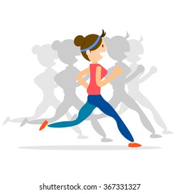 woman running, jogging, marathon, individual sport character