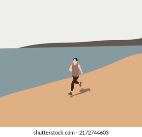 Woman running and jogging on the beach in morning. Beach Sports and Activities on summer vacation. healthy lifestyle concept.