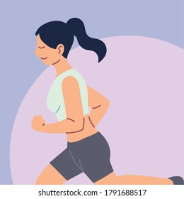 woman running or jogging, outdoor activity vector illustration design