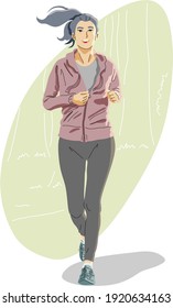 woman running or jogging in park