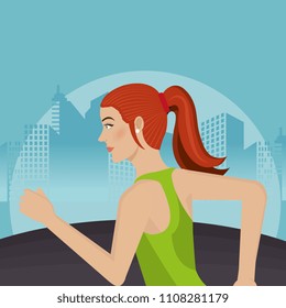 woman running in the landscape