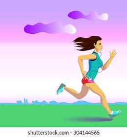 woman running and listening to music 