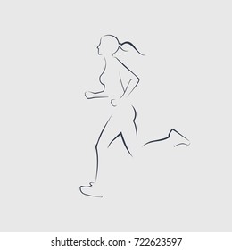 Woman Running Logo Design Vector Illustration