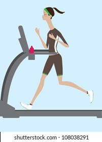 Woman Running on Treadmill