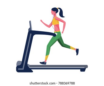 Woman Running On Treadmill Vector Stock Vector (Royalty Free) 788369788 ...