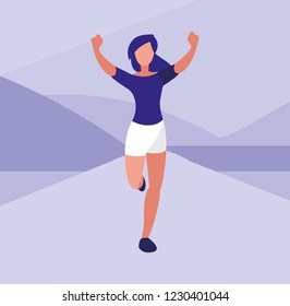 Woman in running race design