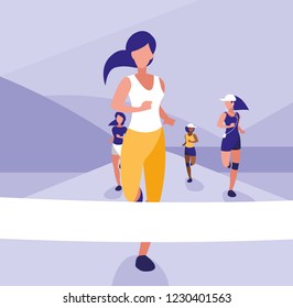 Woman in a running race design