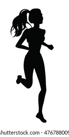 Woman running silhouette