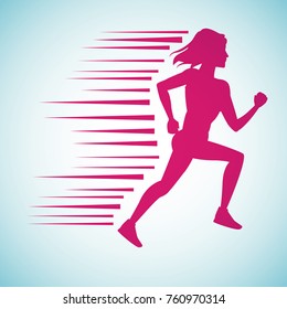 Woman running silhouette