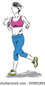 woman running with a smart phone illustration