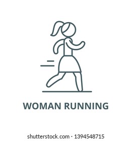 Woman running vector line icon, linear concept, outline sign, symbol