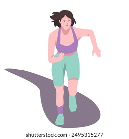 mujer corriendo. fondo blanco. ilustración de diseño plano.