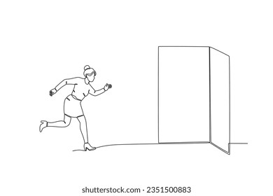 A woman runs for her life in the earthquake. Earthquake one-line drawing