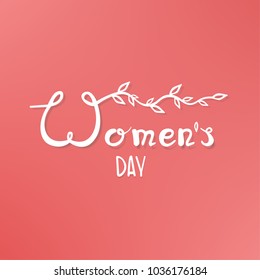 Woman s Day text as celebration badge, tag, icon. Text card invitation, template. Vector illustration EPS 10.