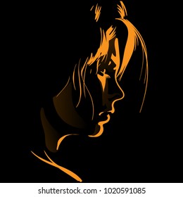 Woman S Face Silhouette Backlight Vector Stock Vector (Royalty Free ...