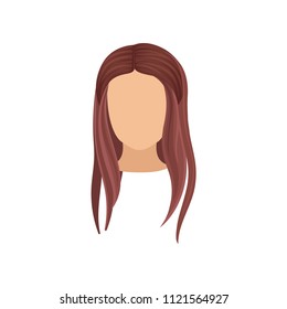 Woman s head with long straight hair. Stylish female haircut. Flat vector element for fashion magazine or poster of beauty salon