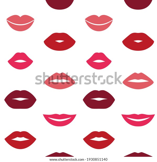 Woman s lips pattern.\
Seamless kissed mouth cartoon trendy texture. Vector fashion art\
wallpaper