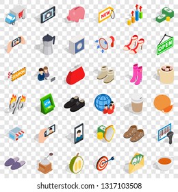 Woman sale icons set. Isometric style of 36 woman sale vector icons for web for any design