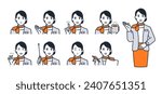 woman salesperson simple vector icon illustration set material