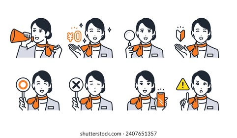 woman salesperson simple vector icon illustration set material