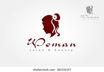 Woman Salon and Beauty Vector Logo Template. This is a silhouette of a woman head. This image could be a beauty salon logo or other woman activity symbol.