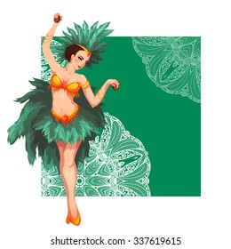 Woman samba dancer. Rio carnival. Vector illustration.