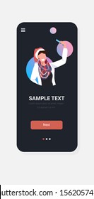 woman in santa claus hat taking selfie photo with cellphone camera merry christmas happy new year winter holidays celebration concept smartphone screen online mobile app portrait sketch vertical