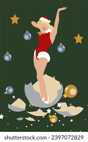 woman santa vector, mrs santa vector, santa pin up 