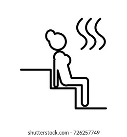 woman in sauna vector line icon, sign, illustration on background, editable strokes