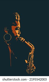 Saxophonspielerin, Vektorgrafik.