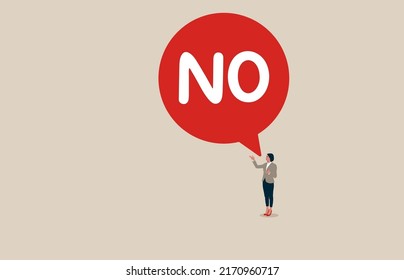 Woman Says No. Symbol Of Refusal, Rejecting Abuse, Harassment And Violence. Vector Illustration Concept.