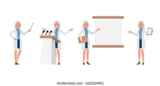 Woman Scientist character vector design. Presentation in various action.
