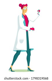 Woman scientist. Lab research graphics. Female working in laboratory. Science experiment. Development vaccine or drug of covid19. Scientific interior- chemical, physical, medical or microbiology tech