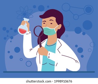 woman scientist with lupe character