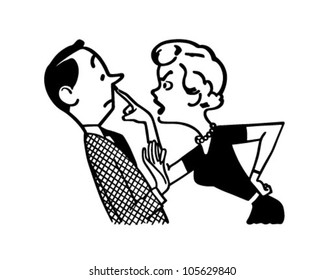 Woman Scolding Husband - Retro Clipart Illustration