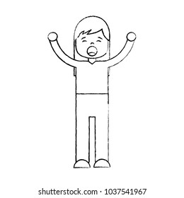 woman screaming icon image vector illustration design  black sketch line