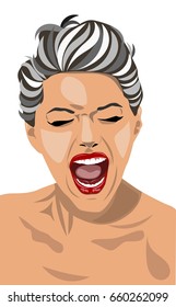 woman screaming isolated