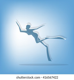 Woman Scuba diver underwater. (Sport concept cartoon illustration)
