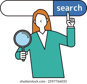 A woman searching and investigating
