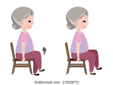 Woman with Seated March posture exercise, vector