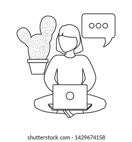 woman seated using laptop computer