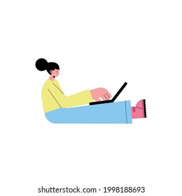 woman seated using laptop technology character