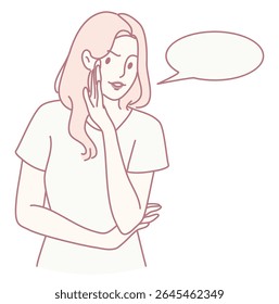Uma mulher parece profundamente pensativa à medida que se envolve em uma conversa animada, expressando tanto curiosidade quanto intriga