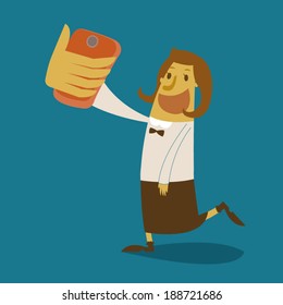 Woman self-ie vector