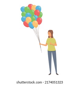 Woman Seller Balloon Icon Cartoon Vector. Street Selling. Happy Vendor